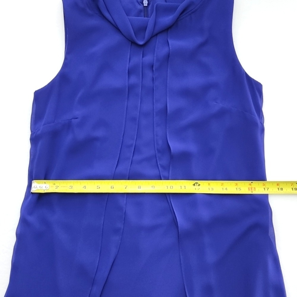 SLNY Women's Royal Blue Tiered Chiffon Sleeveless Shift Dress 6 - Picture 12 of 13